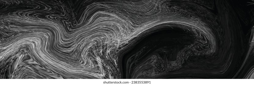 Acrylic pour black and gray gradient color liquid marble abstract surfaces design. Creative swirled or curve of oil paint for marble texture abstract vector design.