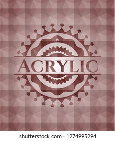 Acrylic red badge with geometric pattern. Seamless.