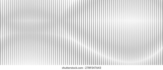 Acrylic satin corrugated glass texture light gray background. Blurred soft ribbed transparent striped door window overlay. Metal silver reeded polycarbonate sheet.