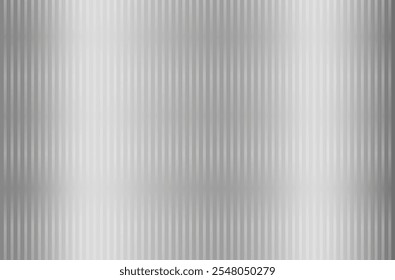 Acrylic satin ribbed glass texture, light gray background. Vertical light stripes. Vector