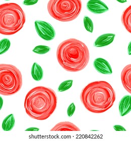 Acrylic seamless floral background. Flowers. Vector pattern.