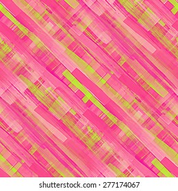 Acrylic seamless pattern. Handmade texture. Bright acid pink and green colors. Watercolor vector illustration.