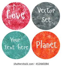 Acrylic set of textures. Marble textures. Planet. Black, red, orange, turquoise. Vector.