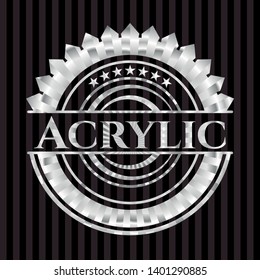 Acrylic silver badge. Vector Illustration. Mosaic.