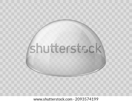 Acrylic sphere. 3d transparent dome isolated on transparent background, doming cover protective shield, plastic round protection screen, circle light shell vector illustration