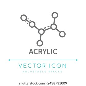 Acrylic Textile Material Vector Line Icon, Clothes Composition Fashion Material Apparel Vector Line Icon