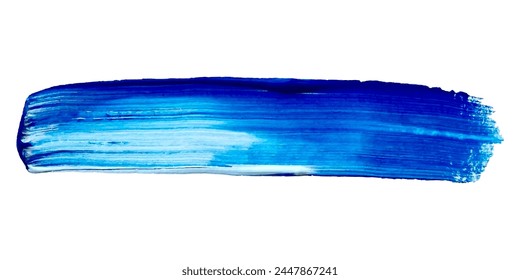 Acrylic white-blue texture brush stroke hand drawing, isolated on white background.