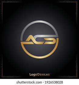 ACS letter , luxury logo design isolated on black background