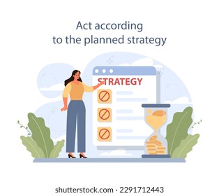 Act according to the planned strategy to get rid of bad habit or addiction. Toxic and dangerous dependence quit. Clinic rehabilitation or therapy process. Treatment strategy. Flat vector illustration