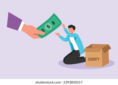The Act of Giving concept. Colored flat vector illustration isolated.