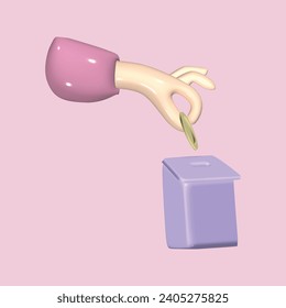 The Act of Giving concept. Realistic 3d object cartoon style. Vector colorful illustration.