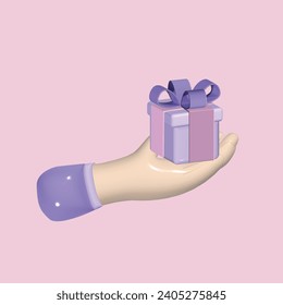 The Act of Giving concept. Realistic 3d object cartoon style. Vector colorful illustration.