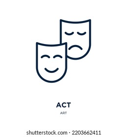 act icon from art collection. Thin linear act, business, header outline icon isolated on white background. Line vector act sign, symbol for web and mobile