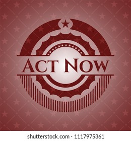 Act Now badge with red background