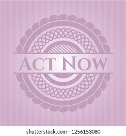 Act Now retro pink emblem