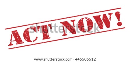 act now! vector stamp on white background