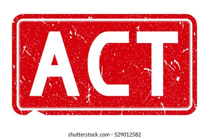 ACT. Rubber Stamp with red color have porous and rough on white background. For make a mark or design your product using a stamp or seal. Easy to change color.