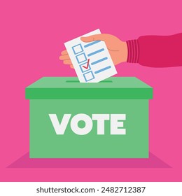 The act of voting illustrate with brilliant color style in election day for multimedia design