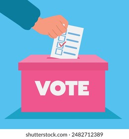 The act of voting illustrate with brilliant color style in election day for multimedia design