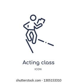 acting class icon from people outline collection. Thin line acting class icon isolated on white background.