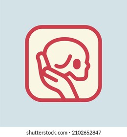 Acting Classes Icon, Hand With Scull, Hamlet Icon, Acting Lessons Sign, Vector Illustration