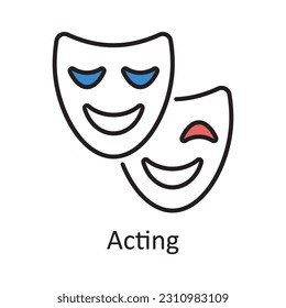 Acting Filled Outline Icon Design illustration. Art and Crafts Symbol on White background EPS 10 File