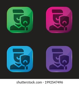 Acting four color glass button icon