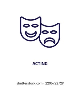 acting icon from activity and hobbies collection. Thin linear acting, act, business outline icon isolated on white background. Line vector acting sign, symbol for web and mobile
