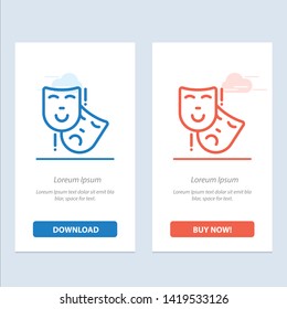 Acting, Masks, Persona, Theater  Blue And Red Download And Buy Now Web Widget Card Template