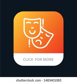 Acting, Masks, Persona, Theater Mobile App Button. Android and IOS Line Version