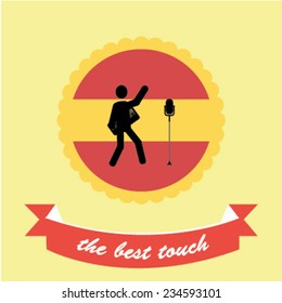 acting musician, illustration on yellow background