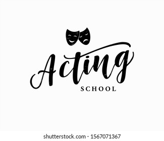 Acting school lettering  logo design. Vector illustration.