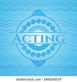 Acting water style badge. Vector Illustration. Detailed.