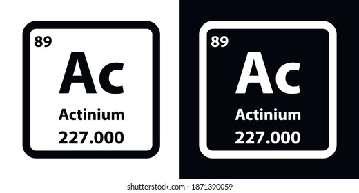 Actinium chemical element icon. The chemical element of the periodic table. Sign with atomic number. 