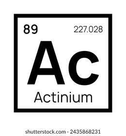 Actinium chemical element of the periodic table. Vector isolated symbol Ac