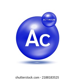 Actinium molecule models blue. Ecology and biochemistry concept. Isolated spheres on white background. 3D Vector Illustration.