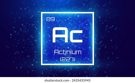 Actinium. Periodic Table Element with Symbol Ac. Chemical Element Card with Number and Atomic Weight. Design for Education, Lab, Science Class. Vector Illustration.