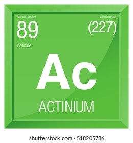 Actinium symbol. Element number 89 of the Periodic Table of the Elements - Chemistry -  Square frame with green background