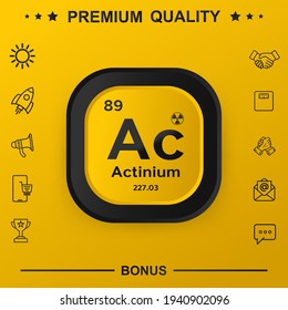 Actinium symbol with yellow button