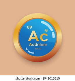 Actiniumsymbol mit gelbem Knopf