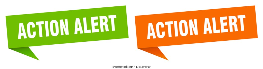 action alert banner. action alert speech bubble label set. action alert sign