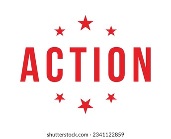 Action banner design. Action icon. Flat style vector illustration.