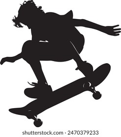 action, boy, kid on skateboard, silhouette, vector, skater
