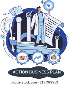 Plan de actividades, estrategias de desarrollo, previsión de riesgos de mercado. Secreto de éxito de la empresa, negocio de crecimiento de ideas, lograr metáfora objetivo, producción de estudio y mercado de ventas. Planificación biz estratégica