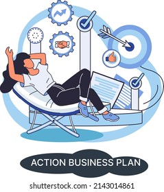Action business plan, development strategies, foreseeing market risks. Company success secret, idea growing business achieve target metaphor, study production and sales market. Strategic biz planning