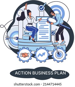Plan de actividades, estrategias de desarrollo, previsión de riesgos de mercado. Secreto de éxito de la empresa, negocio de crecimiento de ideas, lograr metáfora objetivo, producción de estudio y mercado de ventas. Planificación biz estratégica