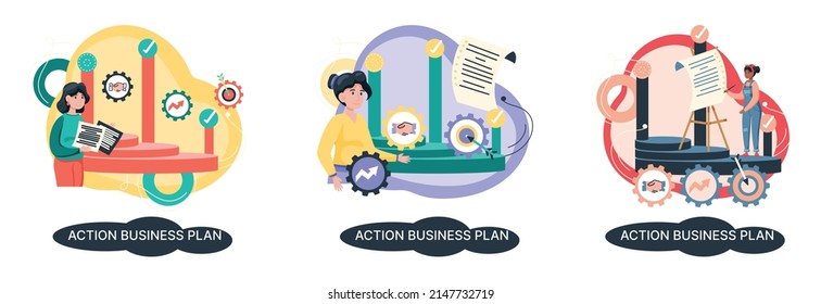 Action business plan, development strategies, foreseeing market risks. Company success secret, idea growing business achieve target metaphor, study production and sales market. Strategic biz planning