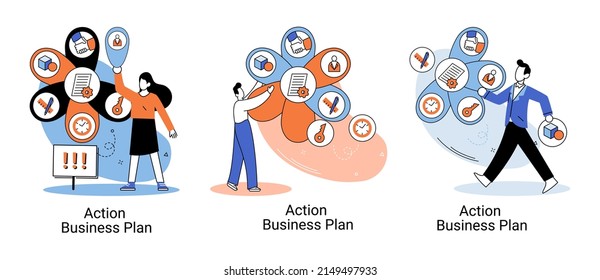 Action business plan, development strategies, foreseeing market risks. Company success secret, idea growing business achieve target metaphor, study production and sales market. Strategic biz planning