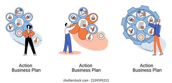 Action business plan, development strategies, foreseeing market risks. Company success secret, idea growing business achieve target metaphor, study production and sales market. Strategic biz planning