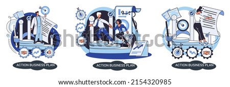 Action business plan, development strategies, foreseeing market risks. Company success secret, idea growing business achieve target metaphor, study production and sales market. Strategic biz planning